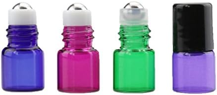 HugeDE 8 Pcs Mini Refillable Colorful Essential Oil Glass Roller Bottles Rollerball Bottles for Aromatherapy 1ml