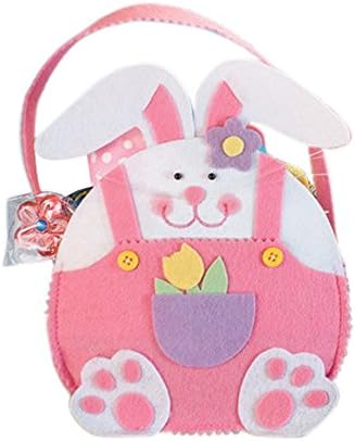 1pcs Easter Rabbit Ear Candy Bag Easter Baskets for Children Gifts (Pink)