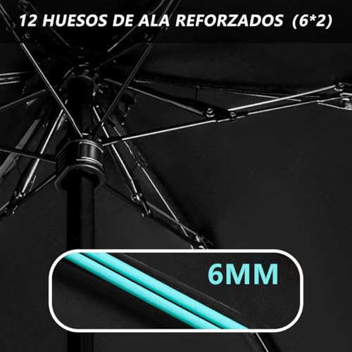 MXHIGO Paraguas de Bolsillo Reforzado para Lluvia y Sol, Mini Sombrilla con Protección UV, Ultra Ligero y Portátil, Más Robusto, con 12 Varillas Reflectantes, Mini Paraguas Plegable con Estuche