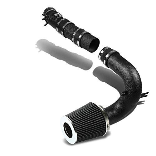 For Mazda RX8 Black Wrinkle Finish Aluminum Cold Air Intake Pipe+6.75" H Black Filter