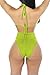 Kisscynest Women's Halter Neck Cut Out Three Piece Swimsuit Coverup 3 Pcs High Waisted Bikini Sets Swimwear Light Green XL
