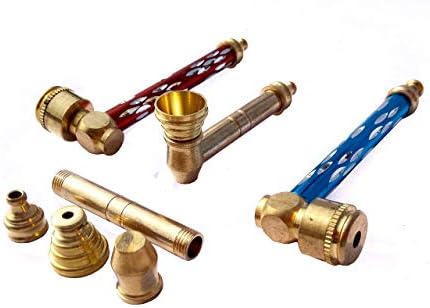 A2G Presents 1X Mini Pipe Screw Style Zinc Aluminum Alloy Tobacco Cigarettes Metal Smoking Pipes 8.3 * 2.0 * 3.1cm with 1X Brass and Aluminum Anodized Metal Smoking Pipe 3" for Herb and Tobacco.