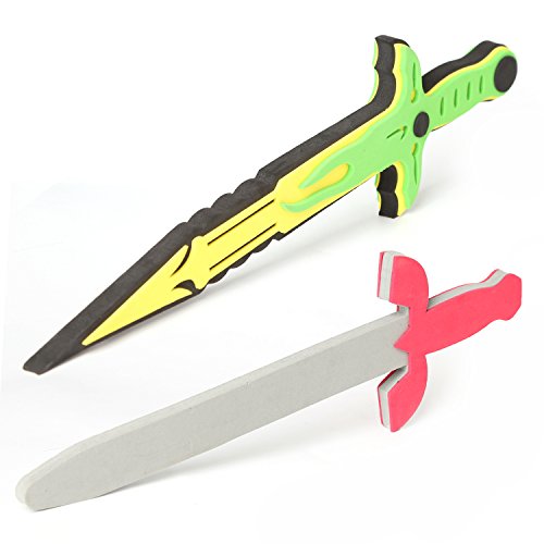 Pack of 10 Assorted Foam Sword and Shield Ninja Warrior Weapons Toy Set Pretend Playset for Kids