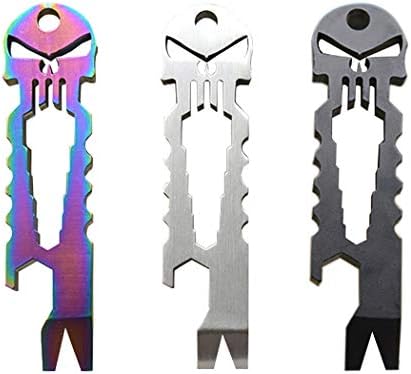 Aokbi 3 PCS Sport Outdoor Use Multi-Function Skull EDC Tool Pocket Gadget Utility Stainless Key Ring Bottle Opener