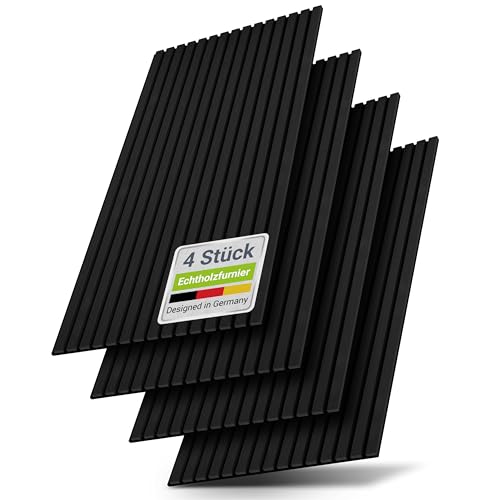Juskys Akustikpaneele 4er Set 120x60 cm schwarz, Wandpaneele