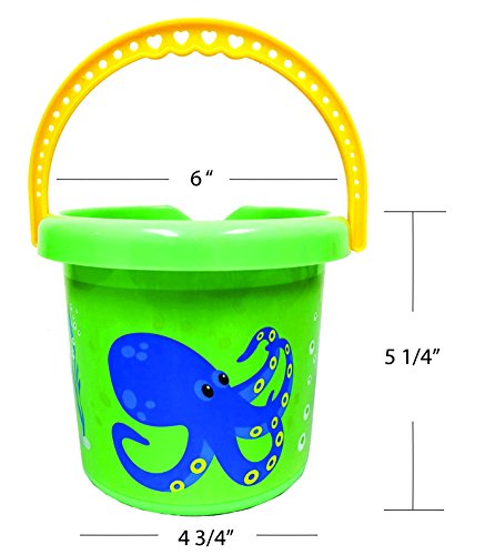 Charmed Kids Beach Sand Toy Buckets pails Set with rakes, and Scoops. (3 Color sea Animal) - //coolthings.us