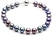 HinsonGayle AAA Handpicked 6.5-7mm Multicolor Black Round Freshwater Cultured Pearl Bracelet Silver