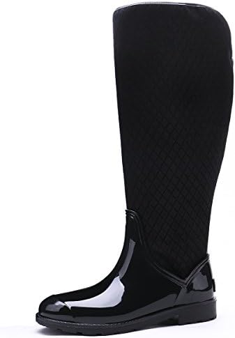 TONGPU Women's Patchwork Rain Footwear Midcalf Snow Booties US 8 Black