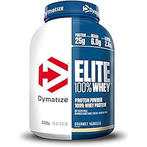 Dymatize Elite Whey Gourmet Vanilla 2.1 kg - High Protein Low Sugar Powder + Whey Protein and BCAAs