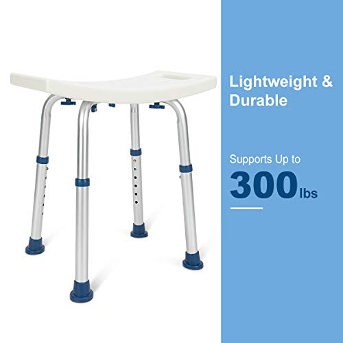 Zler Shower Chair, Adjustable Shower Seat 300lb, Medical Tool Free