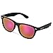Duduma® Reflective Revo Color Full Mirrored Lens Large Horn Rimmed Style Uv400 Wayfarer Sunglasses (black frame with pink mirror lens)