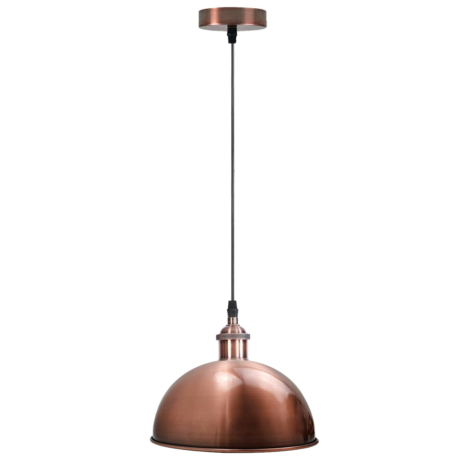 DC Voltage Single Indoor Copper Ceiling Pendant Light 30cm Fitting Industrial Loft Suspension E27 Lighting for Bedroom, Hall, Dining Room, Lounge