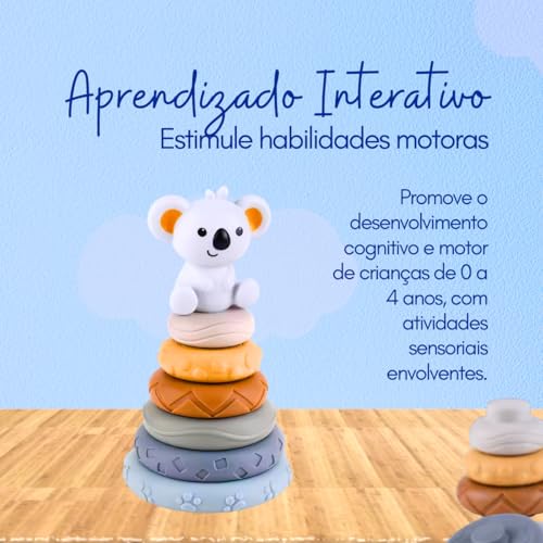 Brinquedo de Empilhar Torre de Empilhar Interativa Coala Brinquedo de Empilhar Monta Monta Kidino