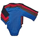 Leveret Long Sleeve 4-pack Solid Baby Boys Bodysuit 100% Cotton (Size 0-24 M)