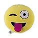 Dolphineshow 35cm Emoji Smiley Emoticon Cute Yellow Round Cushion Pillow Stuffed Plush Soft Toy (Naughty)