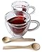 Heart Shaped Tea Cups Insulated Clear Glass Tea Cup 2-Pack 8.5 Ounces with 2 Bamboo Teaspoons by Princeton Wares