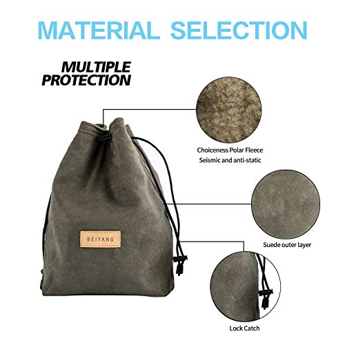 BEIYANG Drawstring Bag Camera Case, waterproof DSLR Camera Bag Soft Portable Lens Case Gadget for Traveling Outdoor and Canon Nikon Sony Pentax Olympus Polaroid Shockproof DSLR Case Yellow Green Black - Thumbnail 2