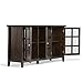 Simpli Home Acadian Solid Wood Wide Storage Cabinet, Tobacco Brown