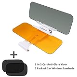Car Sun Visor + Car Sun Shade (2 Pack) | 2 in 1 Anti-Glare Visor Day and Night Car Visor Extender for Windshield and Full UV Protection Car Window Sun Shades with Effective Sun Protection