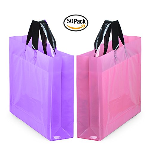 Plastic Shopping Bags Wholesale. YookeeHome 14" x 18" Large Merchandise Bags with Handles with