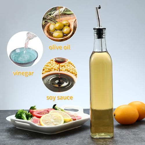 HAOYULUO Set of 2 Oil Bottles, 500 ml Olive Oil Spout, Oil Dispenser with Funnel, Suitable for Kitchen, BBQ and Other Outdoor Picnic Activities