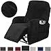 Rose Home Fashion RHF 4 Separate Piece Velvet Recliner Slipcovers, Recliner Chair Cover, Recliner Cover Furniture Protector Elastic Bottom, Recliner Slipcover with Side Pocket (Black-Recliner)