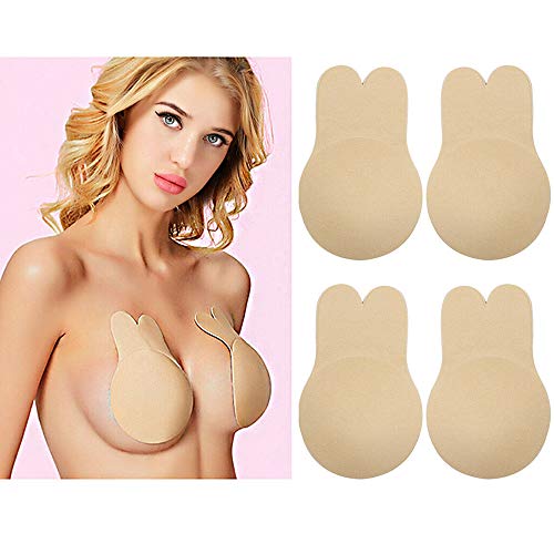 Breast Nipplecover, 2Pairs Women Invisible Brassy Tape Breast Lifting Bra Tape Silicone Invisible Nipple Cover Sticker