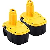 URPOWER 2 Pack 2.0Amp 14.4V Replacement Power Tools Battery for DeWalt DC9091 DW9091 DW9094 14.4 Volt XRP