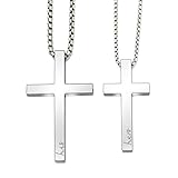 Couple Cross Necklace Set His Hers Stainless Steel Pendant Necklace for Womens Mens