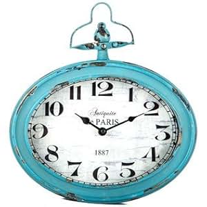 Amazon.com: Antique Teal Oval Metal Wall Clock with Top