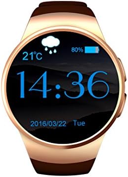 GearBizz Smartwatch Phone Smart Quad-bands Wristwatch Bluetooth SMS 1.3 inch HD IPS Whole Round Screen Metal Plating OGS Touch Capacitive Screen with Anodic Oxidation Treatment (Gold)