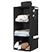 3 Shelves Hanging Closet Organizer, Cloth Hanging Shelves for Closet Organizer with Hook and Loops, Collapsible Storage Shelves for Clothes, Shoes and Hat (3 Shelf - Black)