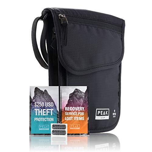 Peak Gear RFID Neck Wallet - The Original Travel Pouch with Adjustable Crossbody Strap + Theft Protection and Lost & Found Service | Black - Thumbnail 7