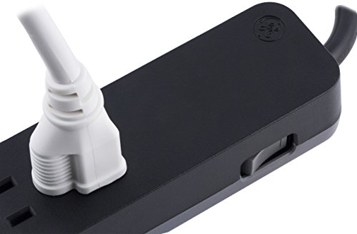 GE Power Strip Surge Protector, 6 Outlets, Fast Charge, Flat Plug, Extra Long Power Cord, 8ft, Wall Mount, Black, 37052