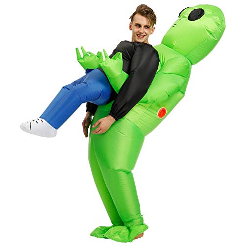 Meanwell Inflatable Alien Rider Costume Halloween Costume for Adults and Kids Inflatable Costumes Cosplay Party Birthday Wedding Dress Up