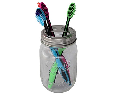 Stainless Steel Soap Lid Adapter and Toothbrush Holder Lid for Mason Jars (2 Lid Combo Pack, Regular Mouth) 2 Stainless Steel Soap Lid Adapter and Toothbrush Holder Lid for Mason Jars (2 Lid Combo Pack, Regular Mouth) - Image 3