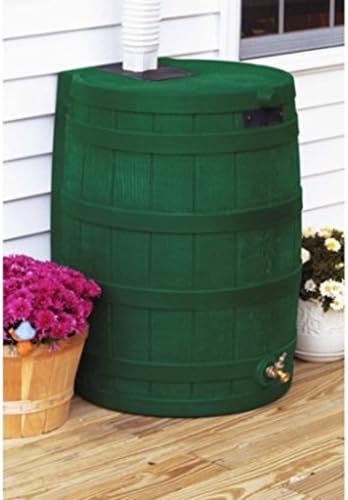 Green Flat Back Design 40 Gallon Rain Water Barrel
