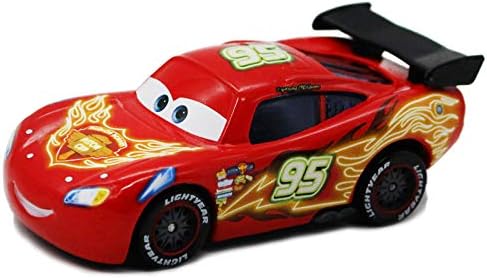 Pixar Cars Toys 95# Lightning McQueen Series Diecast Toy Car 1:55 Loose Kids Toys Vehicle Boy Toys (Neon Red McQueen with Black Spoiler)