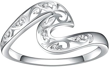 Rongxing 925 Sterling Silver Wave Hollow Geometry Chic Ring,Professional For Female Friends Ready To Give Their Own Gifts (9)