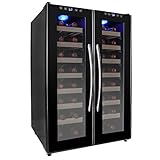 AKDY&reg; 32 Bottle Dual Zone Thermoelectric Freestanding Wine Cooler Cellar Chiller Double Door Refrigerator Fridge Quiet Operation