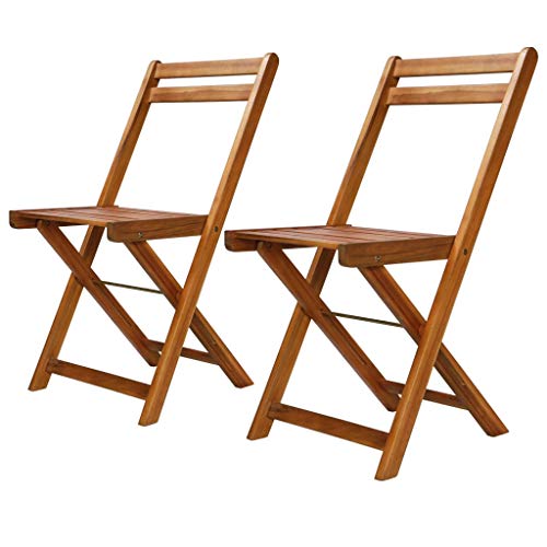 vidaXL Akazienholz Massiv 2X Gartenstuhl Klappbar Bistrostuhl Holzstuhl Stuhl