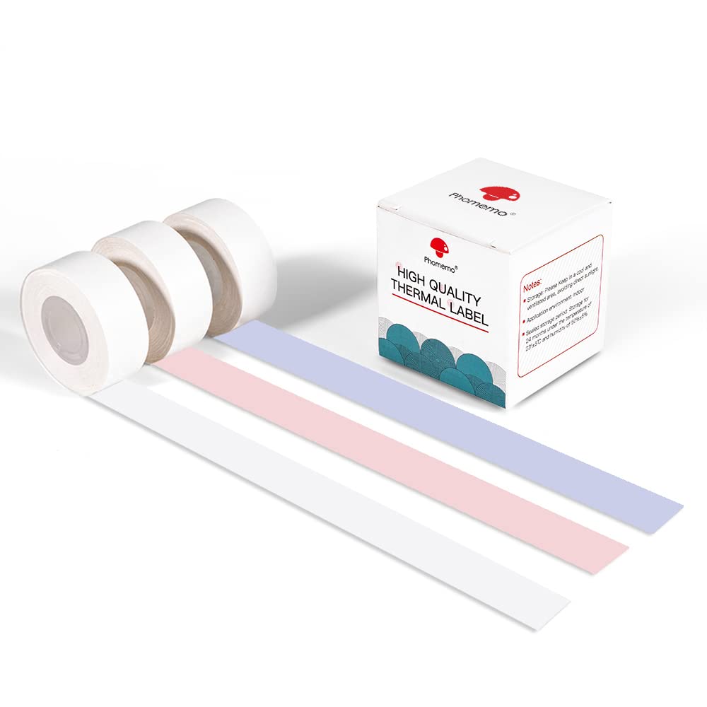 Phomemo D30 Continuous Label Tape - Purple Pink White Label Tape, 3 Rolls