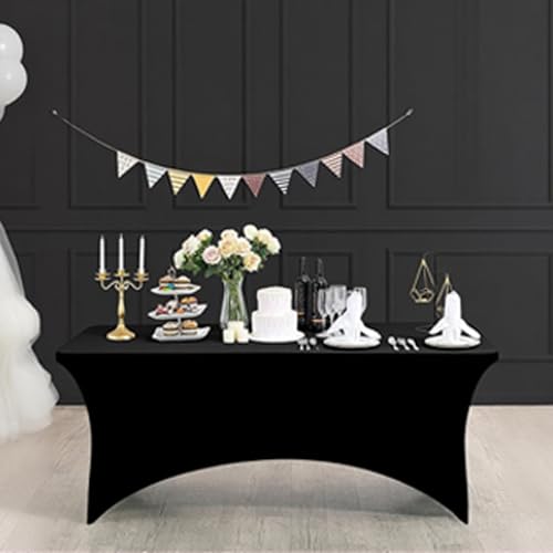 ANNAFRIS 6 Feet Stretch Table Cloth, 183 x 76 x 76 cm Polyester Table Cover, Washable Beauty Bed Sets (White)