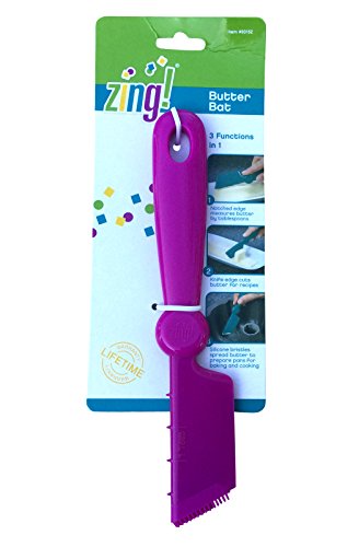 Zing! Butter Bat Silicone Kitchen Gadget 3 Functions Cuts Measures Spreads (Purple)