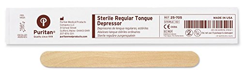 Puritan 25-705 Regular Tongue Depressor, Individually Wrapped, Sterile, 6 x 11/16" (Case of 1000)