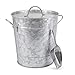 Galvanized Metal Ice Bucket and Scoop Steel Construction Plastic Insert Lid Included