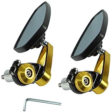 BINODA 7/8" 22mm Universal Motorcycle Aluminum Rear View Black Handle Bar End Side Rearview Mirrors (Color : Gold)