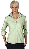 Ed Garments Women's Wrinkle Free Open Neck 3/4 Sleeve Poplin Blouse
