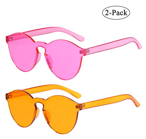 One Piece Rimless Sunglasses Transparent Candy Color Tinted Eyewear