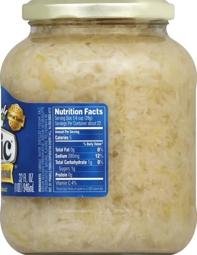 VLASIC REGULAR OLD FASHIONED SAUERKRAUT SALT LEVEL, 32 OZ